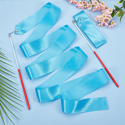 4Pcs Polycotton Dance Ribbons with Wand AJEW-CN0004-18-1