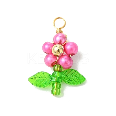 10Pcs 10 Colors Pearlized Glass Pearl Pendants PALLOY-JF03388-1