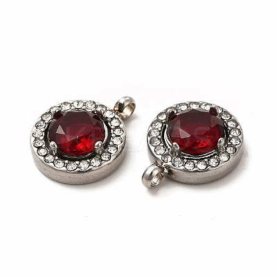 304 Stainless Steel Cubic Zirconia Pendants STAS-A076-05P-1