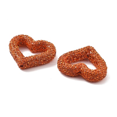 Heart Shape Polymer Clay Rhinestone Beads CLAY-NH0001-09A-11-1