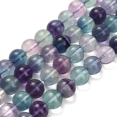 Natural Fluorite Beads Strands G-L634-B04-8mm-1
