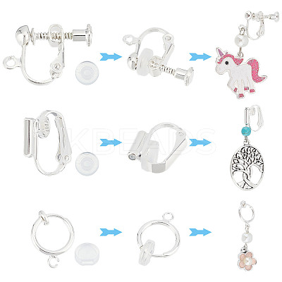 18Pcs 3 Style Brass Clip-on Earring Findings FIND-SC0003-96S-1
