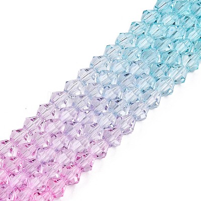Gradient Color Baking Paint Glass Bead Strands DGLA-A039-T4mm-A05-1