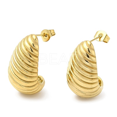 Ion Plating(IP) 304 Stainless Steel Croissant Stud Earrings EJEW-B026-17G-1
