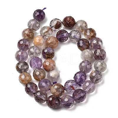 Natural Purple Phantom Quartz Purple Lodolite Quartz Round Beads Strands G-Z127-B01-10mm-1