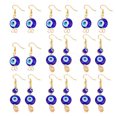 8 Pairs 2 Style Lampwork Evil Eye Dangle Earrings EJEW-PH0001-19-1