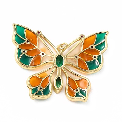 Rack Plating Brass Micro Pave Cubic Zirconia Pendants KK-E281-04G-02-1
