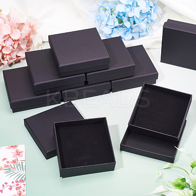 18Pcs Kraft Cotton Filled Cardboard Paper Jewelry Set Boxes CBOX-TA0001-11-1