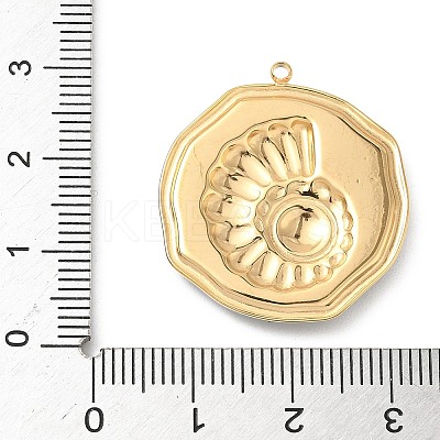 304 Stainless Steel Epoxy Resin with Natural Shell and Sequins Inside Pendants STAS-L026-17G-I04-1