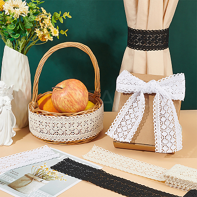 3Pcs 3 Colors Flat Floral Cotton Lace Ribbon OCOR-FG0002-01-1