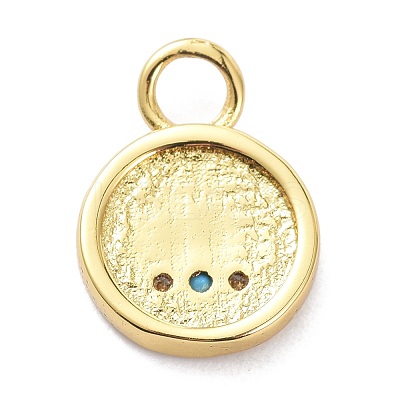 Brass Micro Pave Cubic Zirconia Pendants ZIRC-P085-17G-1