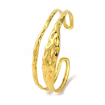 Ion Plating(IP) Fashionable 304 Stainless Steel Cuff Bangles for Women BJEW-B104-14G-1