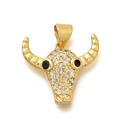 Rack Plating Brass Micro Pave Cubic Zirconia Pendants KK-L226-054G-01-1