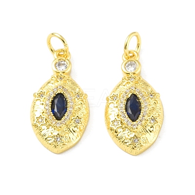 Brass Micro Pave Clear Cubic Zirconia Pendants KK-E068-VF330-1