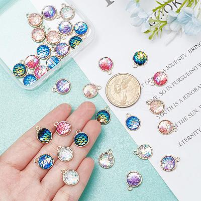 36Pcs 6 Colors Light Gold Alloy Resin Charms PALLOY-PH0001-82LG-1