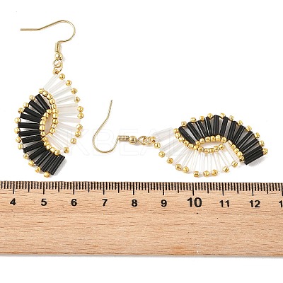 Glass Braided Beads Dangle Earrings EJEW-MZ00746-01-1