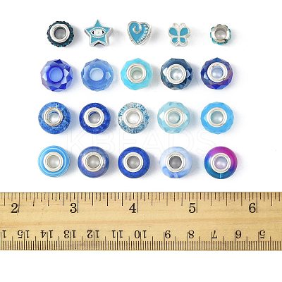 40Pcs 20 Styles Blue Series Resin European Beads RPDL-FS0001-02-1