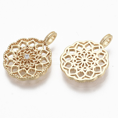 Brass Micro Pave Cubic Zirconia Pendants KK-R130-029-NF-1