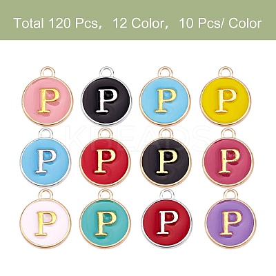 120Pcs 12 Colors Golden Plated Alloy Charms ENAM-SZ0001-64P-1