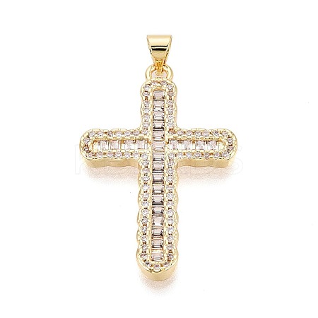 Brass Micro Pave Clear Cubic Zirconia Pendants KK-N268-92G-1