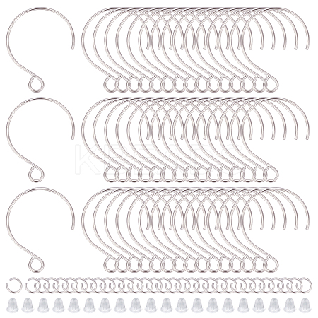 100Pcs 304 Stainless Steel Earring Hooks & 100Pcs Jump Rings DIY-DC0001-37-1