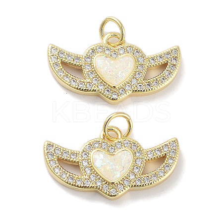 Brass Micro Pave Clear Cubic Zirconia Pendants KK-L213-011G-01-1