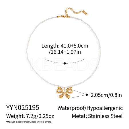 Ocean Theme Natural Quartz Crystal Round Beaded 304 Stainless Steel Pendant Necklaces for Women YQ6110-5-1