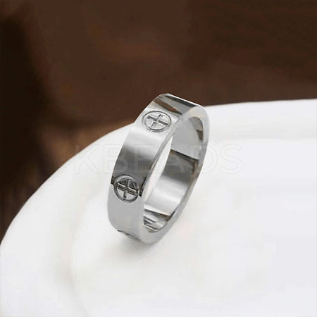 Cross Pattern 201 Stainless Steel Finger Rings FS-WG329CB-05-1