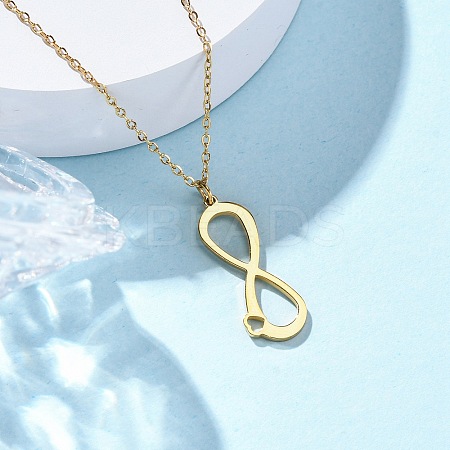 304 Stainless Steel Infinity Heart Pendant Necklaces for Women NJEW-Z065-02G-1