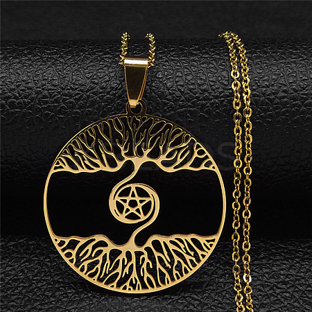 201 Stainless Steel Pendant Necklaces NJEW-C042-07G-1