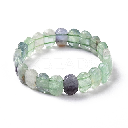 Natural Fluorite Oval Beaded Stretch Bracelet G-E010-01S-1