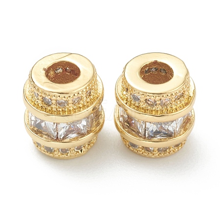 Brass Clear Cubic Zirconia Beads ZIRC-B010-27G-1