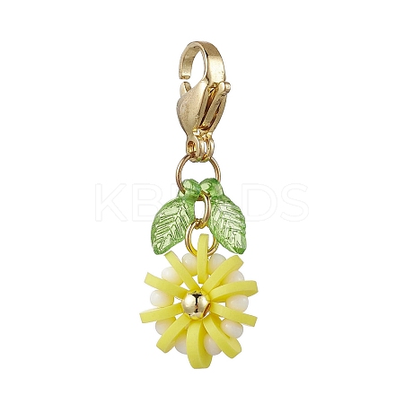 Flower Polymer Clay & Glass Pendants Decorations HJEW-MZ00327-07-1