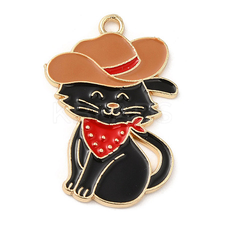 Light Gold Plated Alloy Enamel Pendants ENAM-L041-01D-1