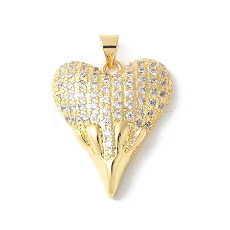 Brass Micro Pave Clear Cubic Zirconia Pendants ZIRC-I071-03G-03-1