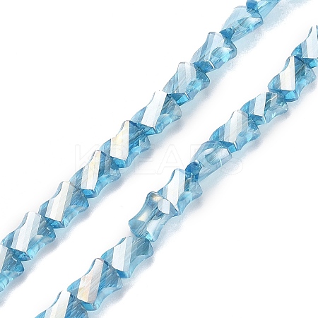 Electroplated Transparent Glass Beads Strands GLAA-G092-A07-1