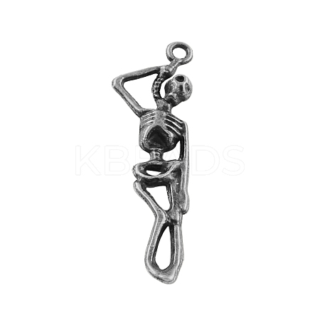 Skull Tibetan Style Alloy Pendants TIBEP-R344-49AS-LF-1