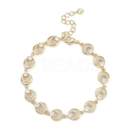 Brass Micro Pave Cubic Zirconia Link Bracelets for Women BJEW-U013-01G-05-1