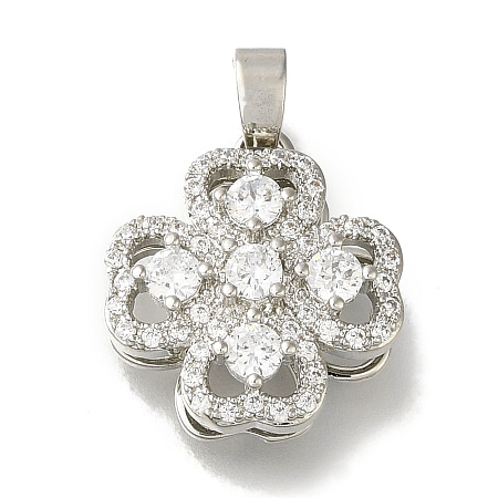 Rack Plating Brass Micro Pave Cubic Zirconia Pendant KK-H485-40P-01-1