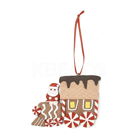 Christmas Car Handmade Polymer Clay Pendant Decorations HJEW-P017-03C-1