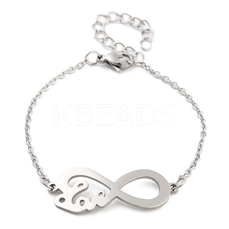 Non-Tarnish Stainless Steel Cable Chain Link Bracelets for Women Men STAS-Z061-01P-06-1