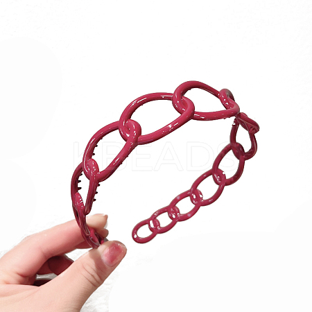 Plastic Curb Chains Shape Hair Bands OHAR-PW0003-188F-1