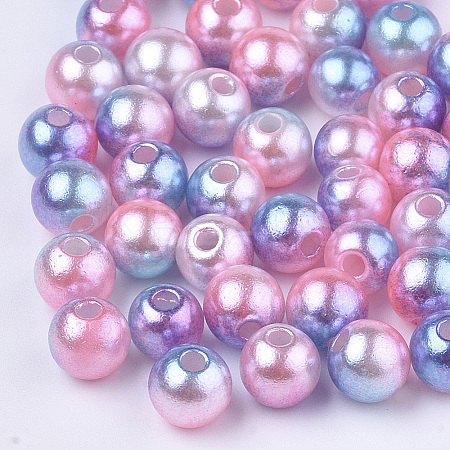 Rainbow ABS Plastic Imitation Pearl Beads LS-OACR-Q174-4mm-13-1