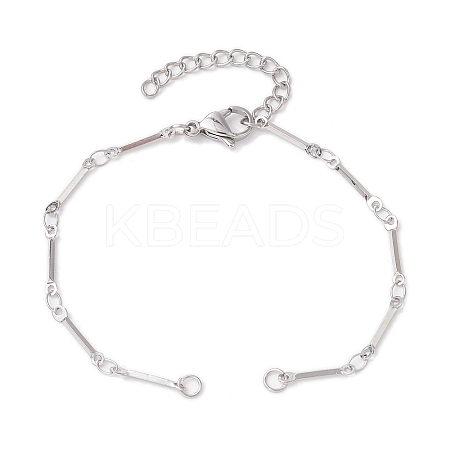 304 Stainless Steel Cuboid Bar Link Chain Bracelet Making AJEW-JB01319-02-1