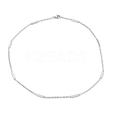 Non-Tarnish 304 Stainless Steel Rectangle Link Chain Necklace NJEW-K249-04P-1
