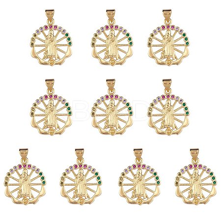 10Pcs Rack Plating Brass Micro Pave Cubic Zirconia Pendants KK-SZ0001-78-1