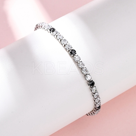 304 Stainless Steel with Cubic Zirconia Link Chain Bracelets for Women BJEW-G754-01A-P02-1