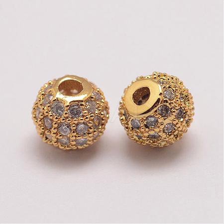 Brass Micro Pave Cubic Zirconia Beads ZIRC-E110-03G-1