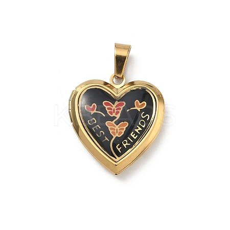 304 Stainless Steel Locket Pendants STAS-H255-02G-09-1