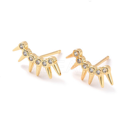 Clear Cubic Zirconia Curved Bar Stud Earrings EJEW-C023-06G-1